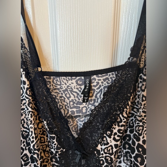 Torrid Leopard Print Microfiber & Lace Babydoll Chemise Women’s 3XL - Picture 3 of 4